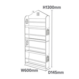 Liberty House Toys 4 Shelf White Wall Mounted House Bookcase - White & Pine - Wilko - thumbnail 7
