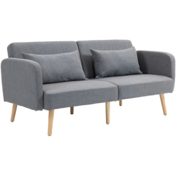 Portland 2 Seater Grey Convertible Sofa Bed with Cushions - Wilko - thumbnail 3