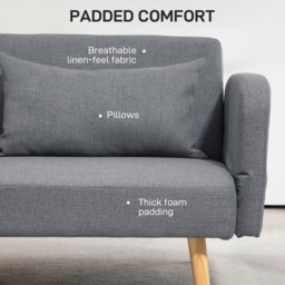 Portland 2 Seater Grey Convertible Sofa Bed with Cushions - Wilko - thumbnail 5