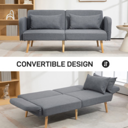 Portland 2 Seater Grey Convertible Sofa Bed with Cushions - Wilko - thumbnail 6