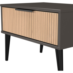 Crowndale Hong Kong Single Drawer Slatt Effect and Graphite Wide Side Table Ready Assembled - Size: 43 x 58 x 40cm - Slatt Effect & Graphite - Wilko - thumbnail 6