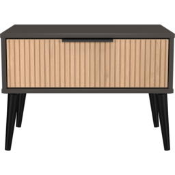 Crowndale Hong Kong Single Drawer Slatt Effect and Graphite Wide Side Table Ready Assembled - Size: 43 x 58 x 40cm - Slatt Effect & Graphite - Wilko - thumbnail 3
