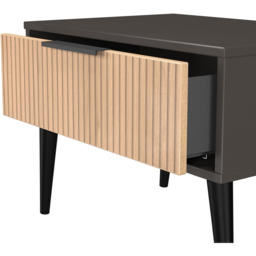 Crowndale Hong Kong Single Drawer Slatt Effect and Graphite Wide Side Table Ready Assembled - Size: 43 x 58 x 40cm - Slatt Effect & Graphite - Wilko - thumbnail 7