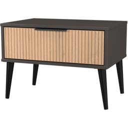 Crowndale Hong Kong Single Drawer Slatt Effect and Graphite Wide Side Table Ready Assembled - Size: 43 x 58 x 40cm - Slatt Effect & Graphite - Wilko - thumbnail 4