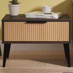 Crowndale Hong Kong Single Drawer Slatt Effect and Graphite Wide Side Table Ready Assembled - Size: 43 x 58 x 40cm - Slatt Effect & Graphite - Wilko - thumbnail 1