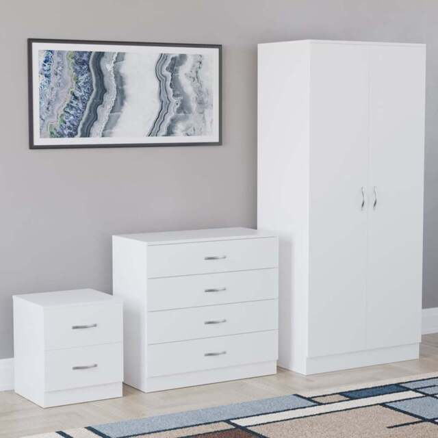 Vida Designs Riano White 3 Piece Bedroom Furniture Set - Wilko - image 1