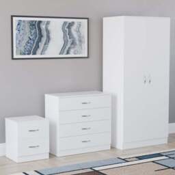 VIDA DESIGNS Riano White 3 Piece Bedroom Furniture Set - Wilko