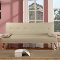 Brooklyn 2 Seater Cream Faux Leather Italian Sofa Bed - Wilko - thumbnail 1