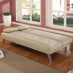 Brooklyn 2 Seater Cream Faux Leather Italian Sofa Bed - Wilko - thumbnail 3