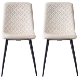 Lexi Set of 2 Beige Velvet Fabric Dining Chairs - Cream - MCC - Wilko - thumbnail 4