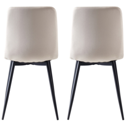 Lexi Set of 2 Beige Velvet Fabric Dining Chairs - Cream - MCC - Wilko - thumbnail 6