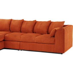 Luxor 4 Seater Orange Jumbo Cord Left Hand Facing Scatter Back L Shaped Corner Sofa Set - Wilko - thumbnail 5