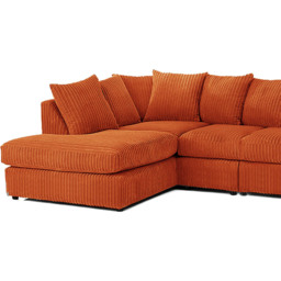 Luxor 4 Seater Orange Jumbo Cord Left Hand Facing Scatter Back L Shaped Corner Sofa Set - Wilko - thumbnail 4