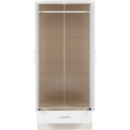 Seconique Nevada 2 Door Single Drawer Gloss White Wardrobe - Size: 2 Door, Single Drawer - Wilko - thumbnail 5