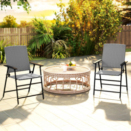 Outsunny 2 Piece Grey Rattan Foldable Chair Set - Wilko