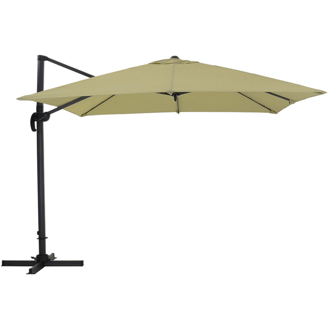 Living and Home Khaki Square Rotatable Crank Cantilever Parasol with Square HDPE Base 3m - Size: 250 x 300 x 300cm - Green - Wilko - image 1