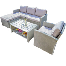 Home Source Trapani 5 Seater Taupe Rattan Garden Lounge Set - Wilko - thumbnail 3
