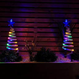 Samuel Alexander 4 Piece Multicolour LED Spiral Tree Christmas Path Light Set - Size: 50 x 11 x 11cm - Red - Wilko - thumbnail 5