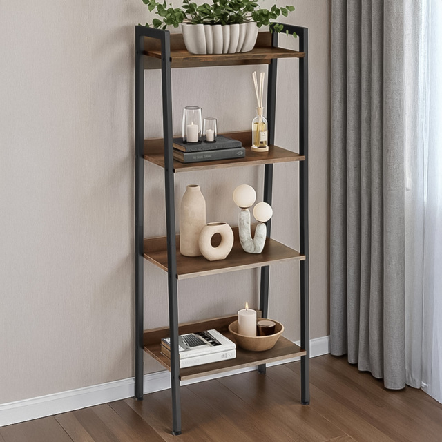 tectake 5 Shelf Dark Wood Shelving Unit 34 x 57.5 x 138cm - Brown - Wilko - image 1