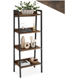 tectake 5 Shelf Dark Wood Shelving Unit 34 x 57.5 x 138cm - Brown - Wilko - thumbnail 3