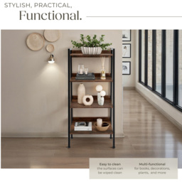 tectake 5 Shelf Dark Wood Shelving Unit 34 x 57.5 x 138cm - Brown - Wilko - thumbnail 5