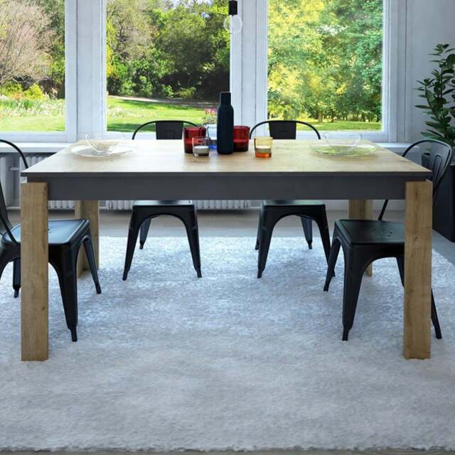 Decorotika Manhattan 6 Seater Dining Table Oak - Size: 4 Seater - Multi - Wilko - image 1