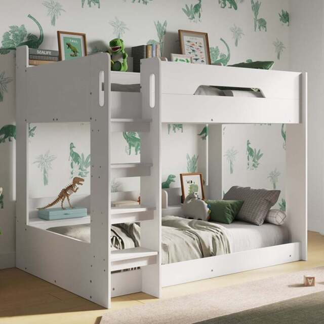 Flair Gravity White Low Bunk Bed with Shelves - Size: Single - Wilko - image 1