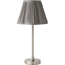 ValueLights Maeve Dark Grey Pleat Faux Silk Scallop Shade Chrome Bobbin LED Table Lamp - Size: 37.3 x 25 x 25cm - Silver - Wilko