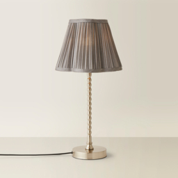 ValueLights Maeve Dark Grey Pleat Faux Silk Scallop Shade Chrome Bobbin LED Table Lamp - Size: 37.3 x 25 x 25cm - Silver - Wilko - thumbnail 6