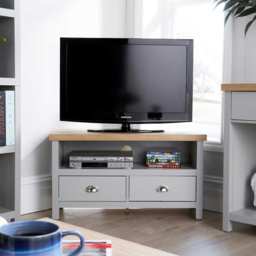 Home Source Avon 2 Drawer Single Shelf Grey Corner TV Unit - Size: 48 x 44 x 88cm - Wilko - thumbnail 7