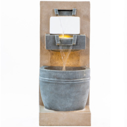 Garden Gear Cascading Bowl LED Water Feature - Size: 70 x 31 x 37.5cm - Grey - Wilko - thumbnail 1