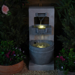 Garden Gear Cascading Bowl LED Water Feature - Size: 70 x 31 x 37.5cm - Grey - Wilko - thumbnail 5