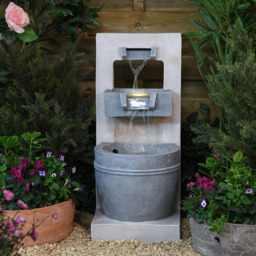 Garden Gear Cascading Bowl LED Water Feature - Size: 70 x 31 x 37.5cm - Grey - Wilko - thumbnail 3