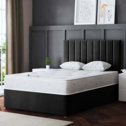 DS Living Amelia King Size Black Upholstered Panel Divan Bed with 4 Drawer - Wilko - thumbnail 1