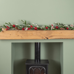 Samuel Alexander Frosted Pinecone Garland with Red Berries and Baubles 190cm - Size: 5 x 190 x 5cm - Red / Green - Wilko - thumbnail 3