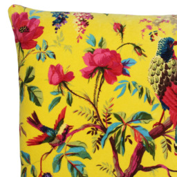 Paoletti Paradise Yellow Velvet Cushion - Size: 50 x 50 cm - Wilko - thumbnail 3