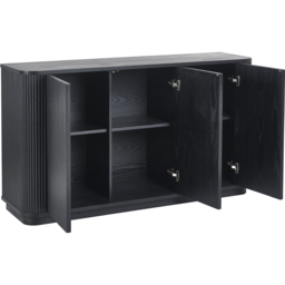 Julian Bowen Louis 3 Door Black Fluted Sideboard - Size: 80 x 142 x 40cm - Wilko - thumbnail 5