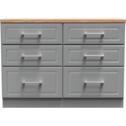 Crowndale Kent 6 Drawer Dusk Grey and Bardolino Oak Midi Chest of Drawers - Wilko - thumbnail 4
