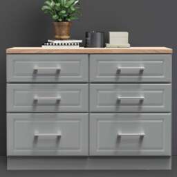 Crowndale Kent 6 Drawer Dusk Grey and Bardolino Oak Midi Chest of Drawers - Wilko - thumbnail 1