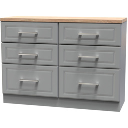 Crowndale Kent 6 Drawer Dusk Grey and Bardolino Oak Midi Chest of Drawers - Wilko - thumbnail 3