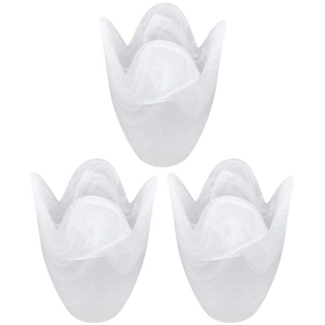 ValueLights Marble Effect Tulip Shape Glass Lamp Shades Set 3 Pack - Size: 12 x 9.5 x 9.5cm - White - Wilko - image 1