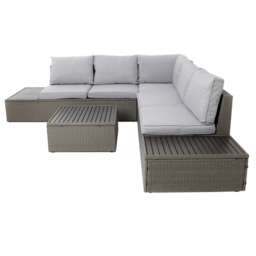 Charles Bentley 5 Seater Rattan Corner Lounge Set - Grey - Wilko - thumbnail 5