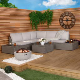 Charles Bentley 5 Seater Rattan Corner Lounge Set - Grey - Wilko - thumbnail 1