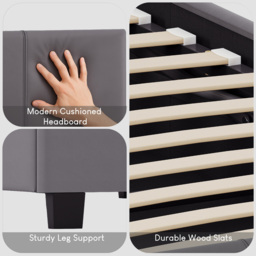 Vida Designs Lisbon Small Double Grey Faux Leather Bed Frame - Wilko - thumbnail 7