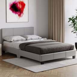 Vida Designs Lisbon Small Double Grey Faux Leather Bed Frame - Wilko - thumbnail 1