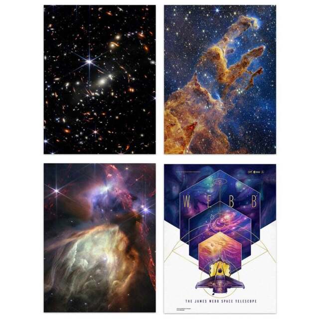 Artery8 NASA James Webb Space Telescope Rho Ophiuchi Pillars Wall Art Print 30 x 41cm 4 Pack - Size: 40.5 x 30.5 x 0.3cm - Multi - Wilko - image 1