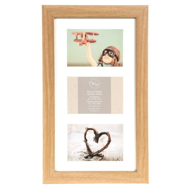 Oxford 3 Aperture Wood Effect Photo Frame - Size: A6 - Brown - The Port. Co Gallery - Wilko - image 1