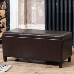 Artemis Home Davenport Brown Bonded Leather Storage Ottoman - Size: 45 x 98 x 45cm - Wilko - thumbnail 1