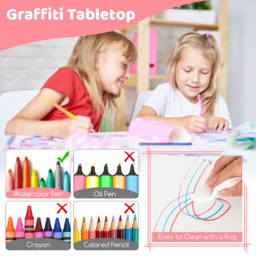 Costway Kids 4 Seater Table and Chair Set Pink - Size: 125 x 65 x 18cm - Wilko - thumbnail 7
