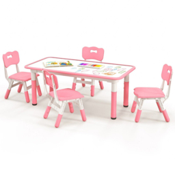 Costway Kids 4 Seater Table and Chair Set Pink - Size: 125 x 65 x 18cm - Wilko - thumbnail 3